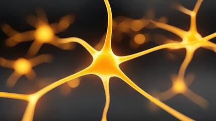 Poster - Intricate Network of Neurons with Glowing Axons and Dendrites Captured in Stunning Detail for Scientific Exploration