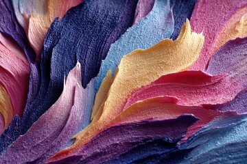 Aufkleber - Abstract colorful flower-like shape with flowing curves creating a textured pattern on a gray surface