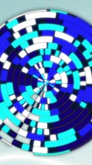 Poster - Animation of blue shapes moving over white lines