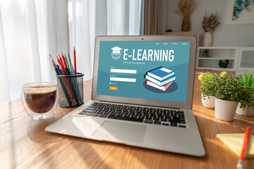 Poster - E-learning website with modish sofware for student to study online on the internet network