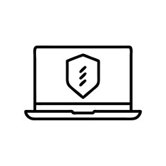 Fototapete - Laptop with shield icon representing cybersecurity protection  