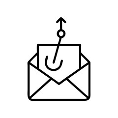 Poster - phishing email icon with hook inside envelope in minimal style  