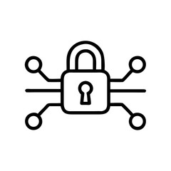 Fototapete - Icon of a secure lock with digital connections in minimalist style  