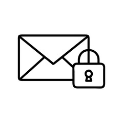 Fototapete - Secure email icon with envelope and lock symbol in minimalist style  