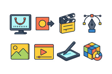 Leinwandbilder - Creative design icons set: digital art, video editing, graphic tools