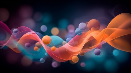Aufkleber - Colorful swirl of spheres with a blue and orange section. The spheres are of different sizes and colors, creating a dynamic and visually interesting composition. Concept of movement and energy