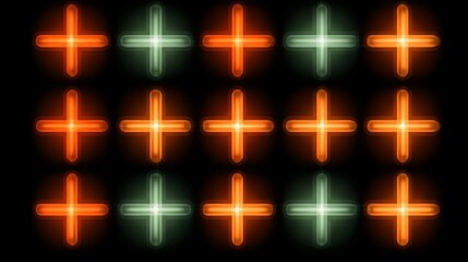 Aufkleber - Row of glowing green and orange squares. The squares are all the same size and are evenly spaced