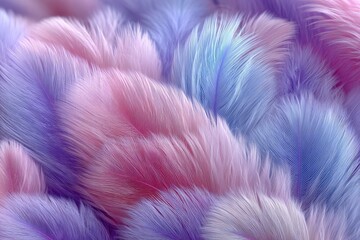 Poster - Gentle pastel feathers in pink and blue create a soft and textured abstract background for a peaceful design concept