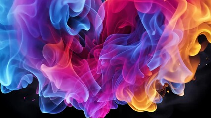 Poster - Rainbow Fire: A vibrant, swirling heart-shape of rainbow-colored fire, a captivating image perfect for expressing passion and energy.