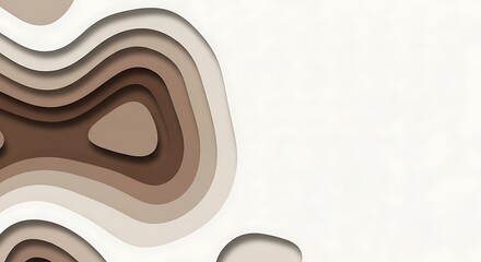 Poster - Abstract paper cut design with layered brown and beige tones, creating depth.