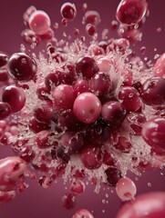 Poster - Berry Explosion in 3D Art With Vibrant Colors and Dynamic Splash at the Center