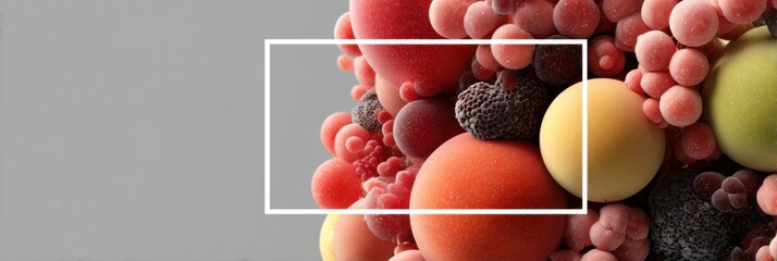 Aufkleber - Abstract Composition of Colorful Fruit Spheres Creates a Minimalistic Artistic Display With a Blank Right Margin for Emphasis