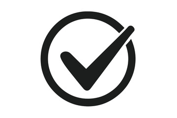 Poster - Check mark tick icon in circle. Approved symbol. Correct sign. Yes or OK button for vote, decision, web. Positive checkmark logo. Vector illustration isolated on white.
