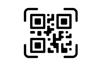 Poster - Modern QR Code Icon. Minimalist Black QR Code Symbol. Isolated Digital Barcode. Vector Illustration. Transparent Background. Scan Technology. Mobile Payment. Contactless Information. Web Access.