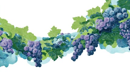 Poster - Abstract Design of Grape Bunches Creating an Organic Wave With Untouched Margin on the Right Side