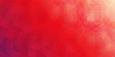 Aufkleber - Modern red gradient background with abstract overlapping hexagon lines, creating a futuristic and dynamic tech-inspired.eps10