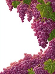 Poster - Abstract Design Featuring Grape Clusters Creating an Organic Wave Effect on the Right Side With a White Background for a Clean Aesthetic