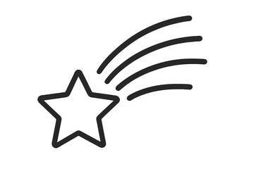 Aufkleber - Minimalist Shooting Star Icon. Simple Falling Star Outline. Celestial Comet Symbol. Clean Vector Illustration. Astronomy, Night Sky, Wish, Meteor, Space, Transparent Background, Modern Design
