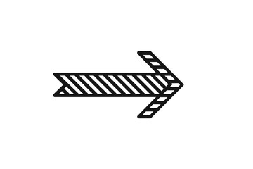 Aufkleber - Bold Striped Arrow Icon. Right Direction Pointer. Modern Outline Arrow Symbol with Diagonal Lines. Navigation, Forward Movement, Progress Concept. Isolated Vector on Transparent Background