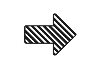 Aufkleber - Bold Right Arrow Outline with Diagonal Stripes, Black and White Vector, Directional Pointer, Navigation Symbol, Isolated Transparent Background, Modern Minimalist Arrow Icon