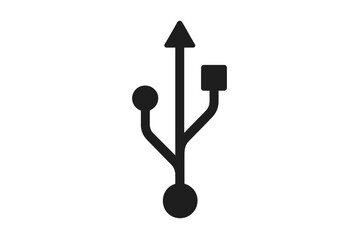 Aufkleber - USB Icon Vector Illustration. Universal Serial Bus Symbol. Black Silhouette Isolated on White. Technology Connection Port. Data Transfer Interface. Computer Hardware. Digital Device Connector