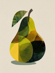 Poster - Artistic Pear Outline Filled With Textures and Patterns Suitable for Branding and Creative Projects