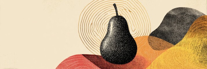 Poster - Artistic Pear Outline Filled With Textures for Branding and Design Purposes