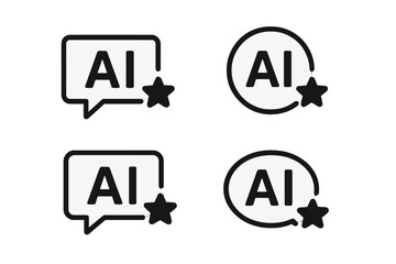 Leinwandbilder - AI message icons set. Artificial intelligence chat assistant symbol collection. Text generator logo with speech bubble and star. Vector for app, UI, UX and website design.