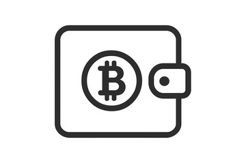 Fototapete - Bitcoin wallet icon. Crypto currency virtual wallet symbol for app, ui and website. Digital money technology. Cryptocurrency payment. Blockchain finance vector line logo.