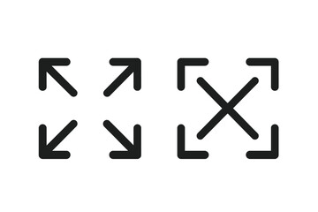 Fototapete - Full Screen and Exit Full Screen Icon Set. Maximize Minimize Arrow Buttons for Video Player, App, Website, UI. Vector Illustration. Modern Interface Symbols, Transparent Background