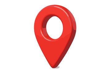 Poster - 3D Red Location Pin Icon, GPS Map Marker, Navigation Pointer, Geolocation Symbol, Modern Position Tag, Travel Destination, Transparent Vector Illustration, Digital Map Locator