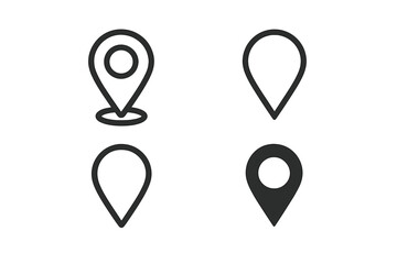 Fototapete - Map pin icon set. Location marker symbol for web design. App interface element. GPS navigator pointer. Destination point graphic. Address locator sign. Vector illustration.