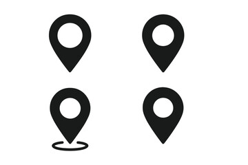 Fototapete - Map pin icon set. Location symbol for app and website. UI UX design element. Navigation pointer. GPS marker for destination. Address position. Geo tag. Place finder graphic.