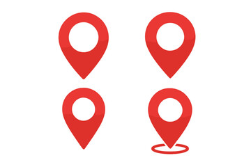 Aufkleber - Red Location Pin Icons Set. Map Marker Symbol Collection. GPS Navigation Pointer. Place Marker for App, Website, Address, Map Design. Vector and Transparent PNG Illustration