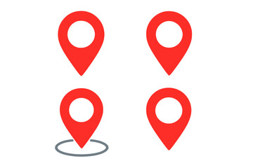 Aufkleber - Red Location Pin Icons Set. Map Marker Symbol Collection. GPS Navigation Pointer. Place Marker for App, Website, Address, Map Design. Vector and Transparent PNG Illustration