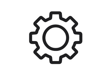 Aufkleber - Gear Settings Icon. Simple Black Line Gear Symbol. Settings Icon for App, User Interface, Website, Mobile, Software, System Preferences. Vector Illustration Isolated on White Background