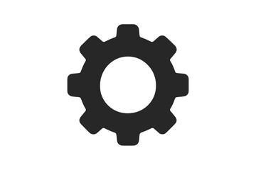 Poster - Gear Settings Icon Vector. Simple Black Cogwheel Symbol for App, User Interface, Website, System Preferences, Configuration, Tools, Technology, Isolated on Transparent Background