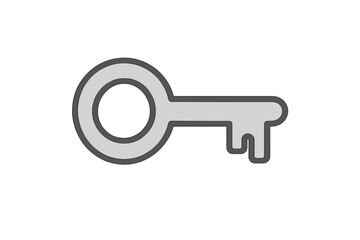 Fototapete - Minimalist Metal Key Icon Vector Illustration. Simple Security Symbol. Modern Outline Key Design. Isolated Clipart. Access, Password, Lock, Safety, Privacy, Protection Concept. Transparent Background.