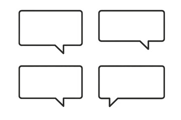 Leinwandbilder - Set of simple rectangular speech bubbles. Chat box icon collection for communication, messages, dialogue, or quotes. Clean, modern outline vector illustration on white.