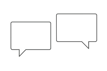 Aufkleber - Speech bubble set vector. Simple rectangular chat message icons for communication, dialogue, comments. Blank quote box. Modern minimal line art design element for conversation.
