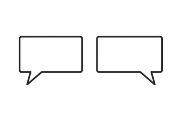 Leinwandbilder - Simple rectangular speech bubble vector icon set. Minimalist chat balloon for dialogue, conversation, messages, comments, quotes. Communication and talk concept design.