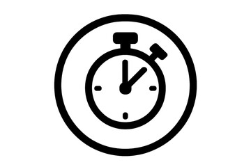 Fototapete - Stopwatch Icon, Timer Symbol, Chronometer Button, Minimalist Black Outline, Time Management, Sports, Fitness, App UI, Web Design, Vector Isolated on Transparent Background