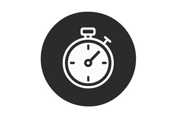 Fototapete - Minimalist Stopwatch Icon Vector, Timer Symbol for Apps and Websites, Flat Design, Black and White, Modern UI Button, Isolated on Transparent Background