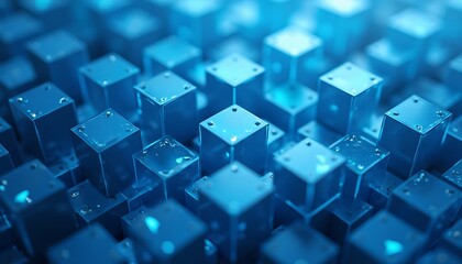 Abstract Blue Cubes Array Background Futuristic Technology Pattern