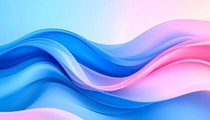 Poster - Abstract 3D Wavy Background Elegant Blue and Pink Fluid Lines with Modern Design.
