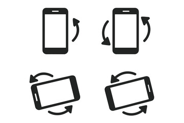 Aufkleber - Smartphone Screen Rotation Icon Set. Mobile Device Rotate Symbols for App Interface, Auto-Rotate, Portrait and Landscape Orientation, UI/UX Design Elements, Vector Illustration
