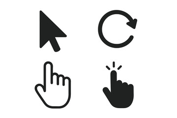 Aufkleber - No Smoking Sign Vector Icon Set. Black Cursor Pointer, Hand Click, Refresh Arrow. Modern Flat Design, Transparent Background. User Interface, Web Navigation, Click Action, UI Elements