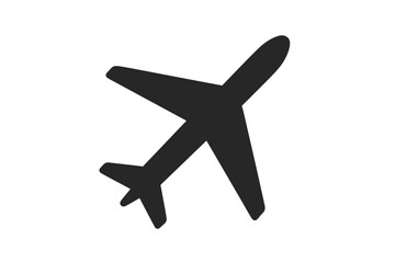 Poster - Airplane Icon Silhouette. Jet Aircraft Symbol. Travel, Flight, Transport, Aviation, Airline, Airport, Departure, Arrival, Vector Illustration. Isolated Transparent Background.