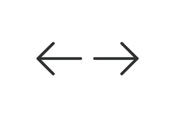 Aufkleber - Minimalist Left and Right Arrow Outline Icons, Simple Directional Symbol Set, Vector Illustration, Navigation, Interface, Black Line, Transparent Background, Isolated, Web, App, UI, PNG