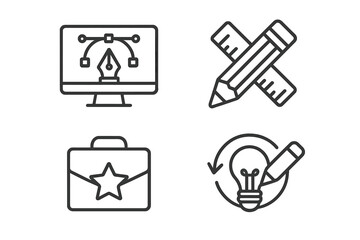 Poster - Graphic design icon set in thin line style. Vector symbols for web and mobile app. Digital art, creativity, drawing tools, artist portfolio, and creative process concept.